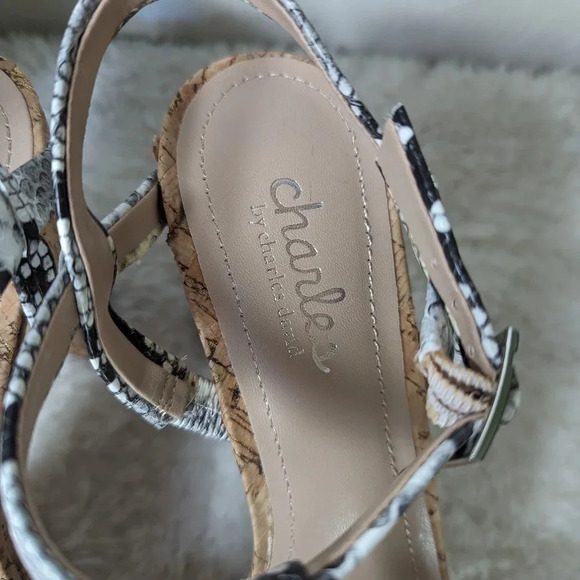Charles David faux snakeskin strappy platform sandals 4" heel women's size 8.5 - Picture 5 of 6